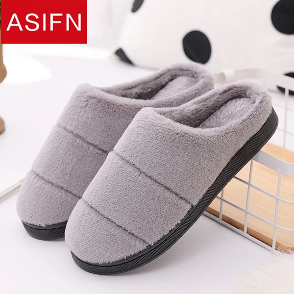 

asifn men's slippers with fur simple solid color winter indoor half bag couple ladies slip warm warm plus velvet cotton shoes, Black