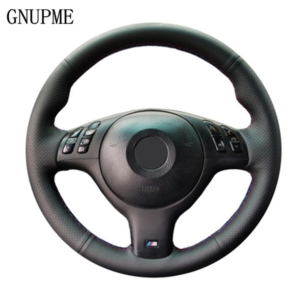 

gnupme hand-stitched artificial leather black car steering wheel cover for 330i 540i 525i 530i 330ci e46 m3 e39 2001-2014