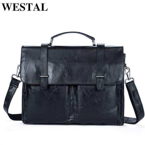 

westal messenger bag men's briefcases document male bags genuine leather man leather lapbags briefcase bag for lap8814