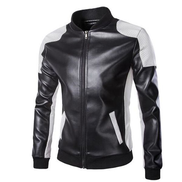 

new motorcycle jackets men vintage retro pu leather jacket punk windproof biker classical stand collar slim moto jacket