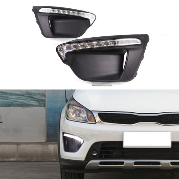 1 paio di luci diurne per auto 12V DRL lampada fendinebbia guida automatica luci di marcia diurna su auto DRL per la Russia KIA RIO X-Line 2018