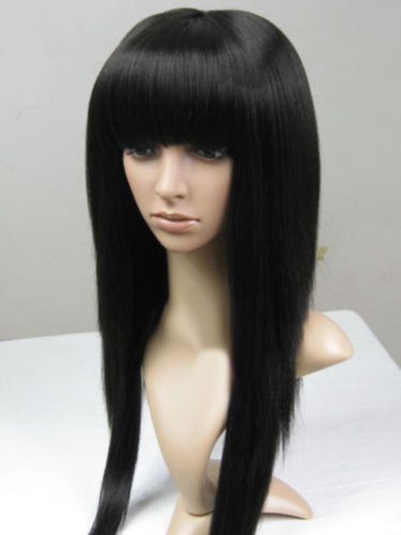 

fashion long black fluffy straight women lady party cosplay hair wig wigs