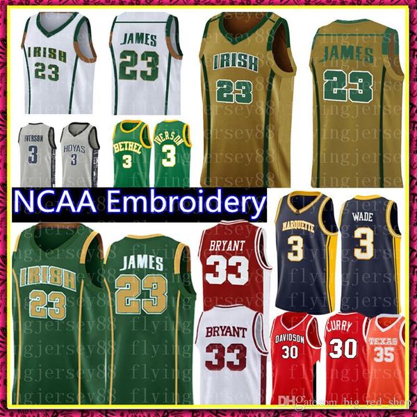 

NCAA 23 LeBron James high school Jersey IRISH Mens Green Yellow White Basketball Jerseys Embroidery Logos Size S-XXL 888
