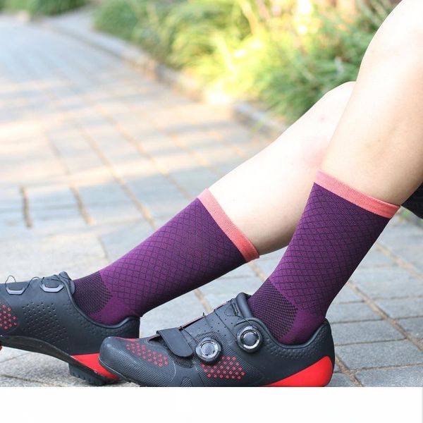 

men women cycling socks outdoor breathable nylon bicycle sock running athletic riding bike compression socks, Black