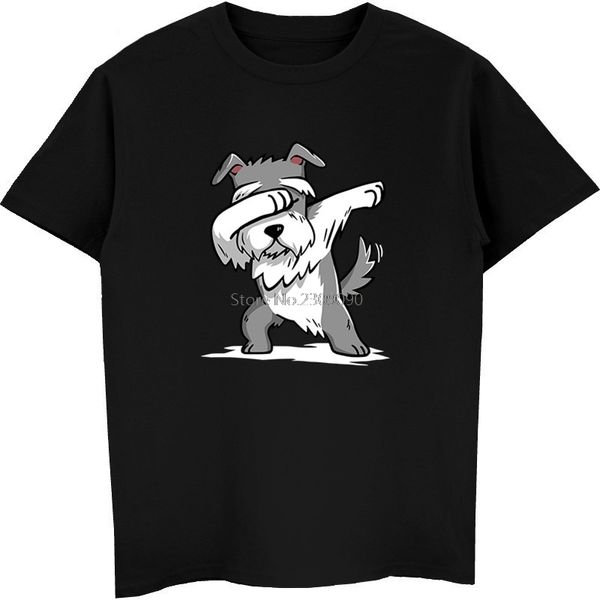 

schnauzer cute dabbing t-shirt funny dab dance gift shirt brand cotton men t shirt hip hop tees harajuku streetwear, White;black