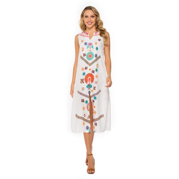 

2020 bikini cover-ups kimono digital print summer beach dress white cotton tunic women beach wear swim suit cover up, White;black
