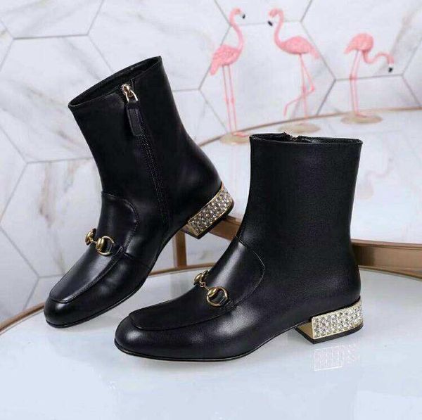 

fashion designer strange high heels real leather women shoes new autumn winter boots runways short boots, Black