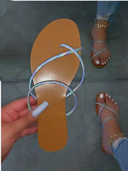 

summer flat slippers thin ropes slides simple flip flops flat heel slip on causal fashion outdoor beach female ladies shoes, Black