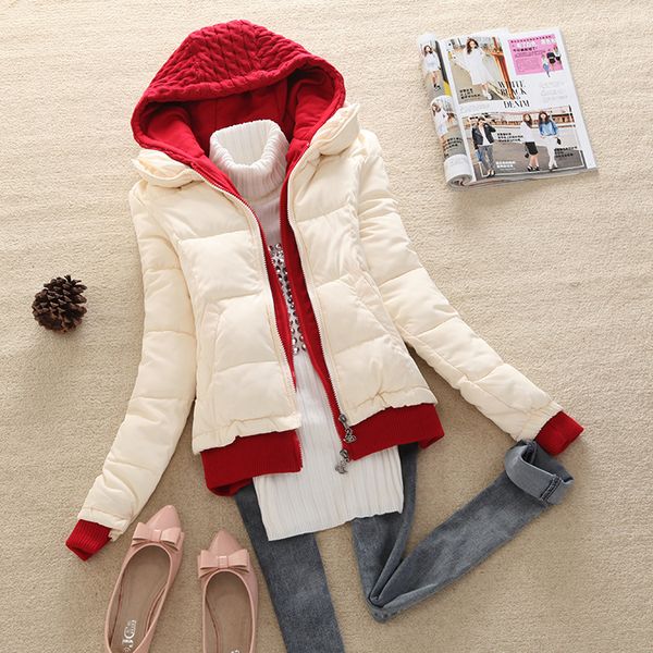 

and jackets 2020 coats new autumn winter women slim hooded knitted coat ladies cotton padded sweater jacket m- cp0109, Black