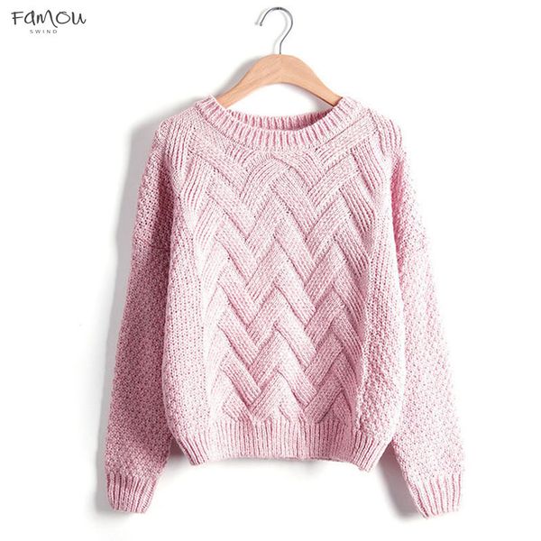 

Femme Pull Autumn Winter Women And Sweaters Pullovers Plaid Thick Knitting Mohair Sweater Female Loose Variegated