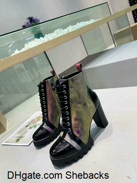 

ladies spring and autumn fashion trend leather coarse heel short boots wzqh1 qzg5, Black;grey