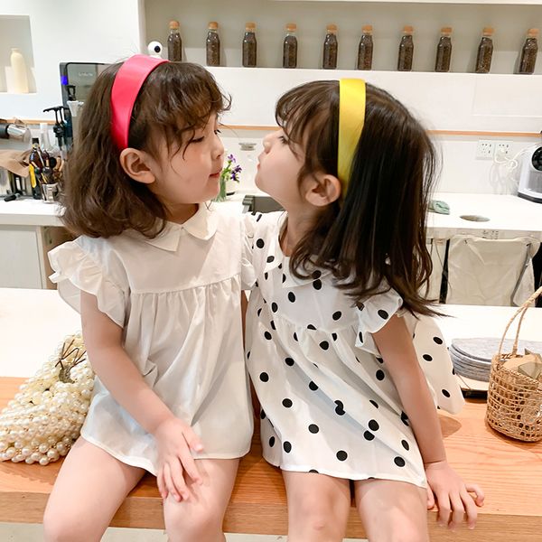 

2020 korea style baby girls ruffles shirt cotton summer kids girls blouse 1-7 years, White;black