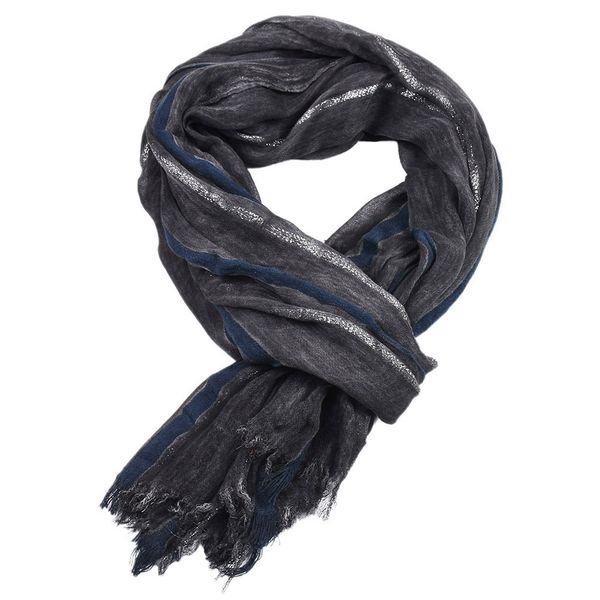 

wholesale- mens scarf vintage designer golden silk thread thin summer scarves birthday gift for men size 95*190cm, Blue;gray