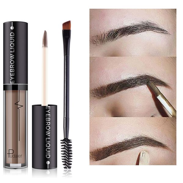 

pudaier new enhance eyebrow shades liquid double end brush tool tint makeup paint eyebrow waterproof long-lasting brown pigment