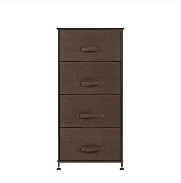 

brown 4-tier dresser tower fabric drawer organizer with 4 easy pull drawers