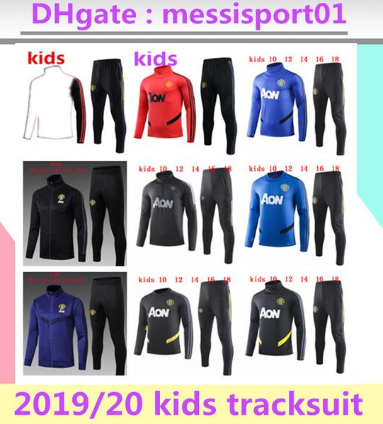 

2019 2020 manchester kids tracksuit survetement rashford jacket 19 20 rashford football jogging boys kit soccer chandal training suit, Black