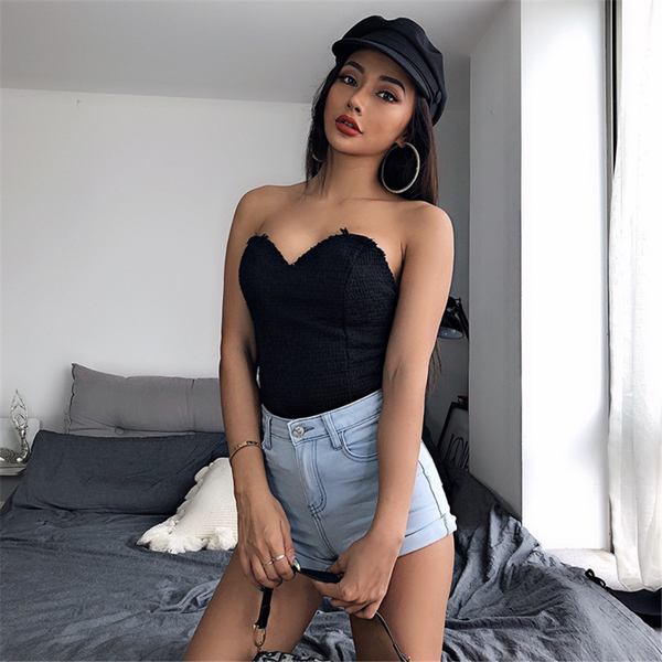 

women's tanks & camis three ratels summer trend plaid tube solid backless wrap chest tank women stylish charm vest casual band, White