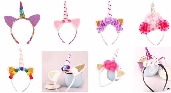 

christmas hair sticks unicorn horn headband with wig braids party dressing up cosplay flower crystal hairbands favors filler bag
