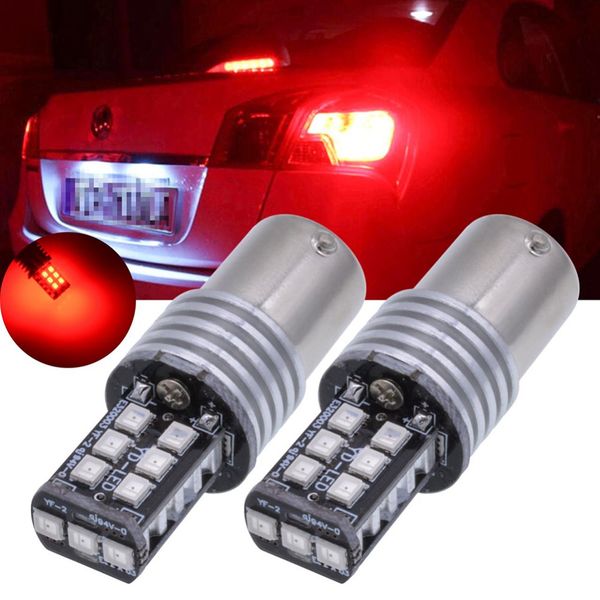 

2pcs car-styling 12v led car reverse signal lights ba15s 1156 2835 15smd error automobiles reversing backup brake light lamp red