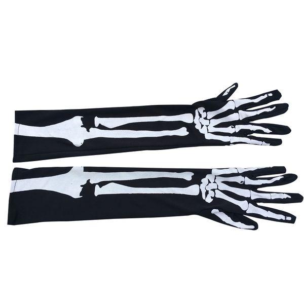 

halloween long skeleton gloves arm mittens evening party costumes
