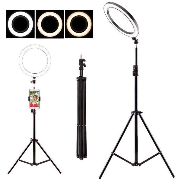 

pgraphy led selfie ring light dimmable vedio lamp for youtube makeup video live p studio with tripod phone holder