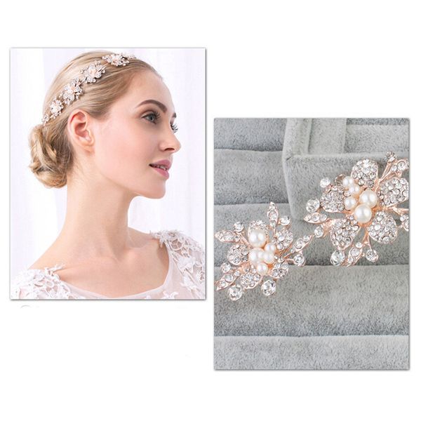 

1pc vintage crystal pearl flower bridal headband wedding rhinestone hair accessories