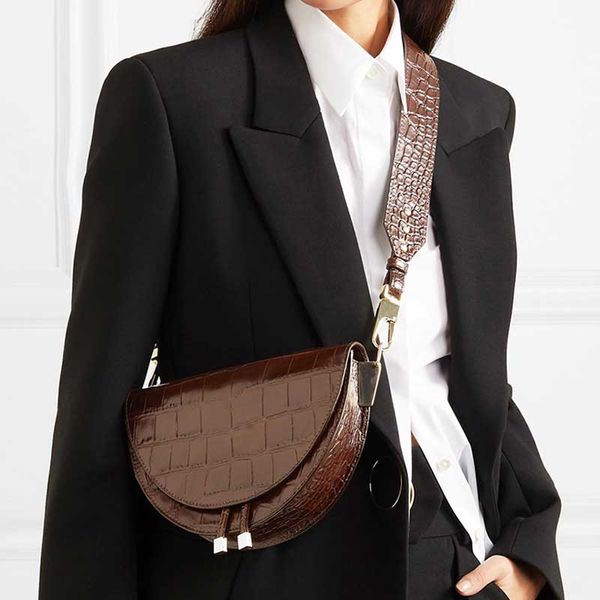 

saddle bag animal print alligator leather bag round handbag women vintage half moon bags 2019 new ins fashion wholesale