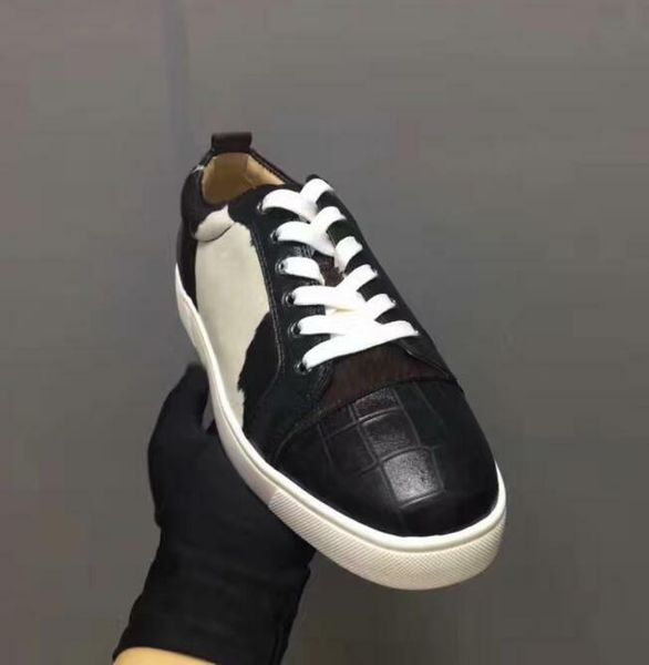 

новый бренд дизайнер роскошные мужские красные днища обувь шипованные низкие квартиры повседневные кроссовки для мужчин свадебное платье кож, Black