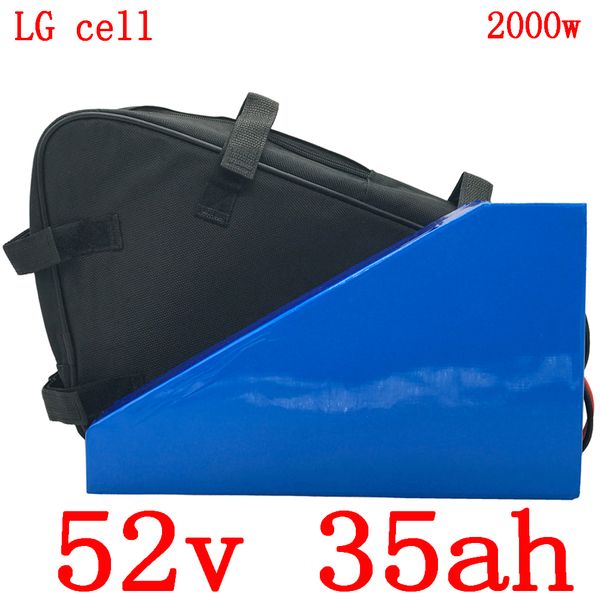 

customs tax 52v triangle lithium battery use lg cell 52v 35ah electric bike battery for 48v 1000w 1500w 2000w ebike motor