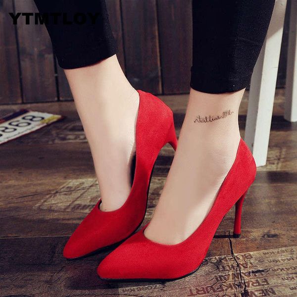 

women pumps fashion shoes all match thin high heel pointed toe flock wedding green heels pink black dress ladies
