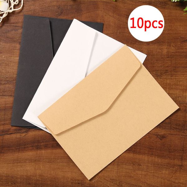 

delvtch 10pcs/sett black white craft paper envelopes vintage retro style envelope for office school card scrapbooking gift
