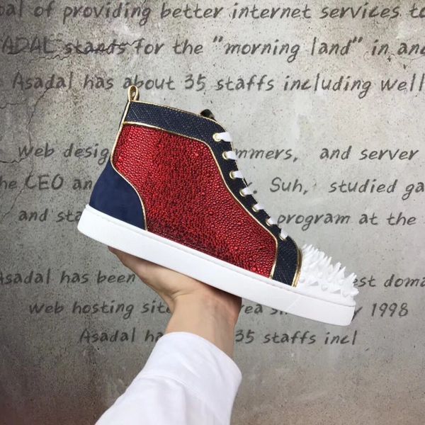 

pik pik spikes & strass & high red bottom sneakers shoes for party men's sneaker pecfect walking shoes cs04, Black