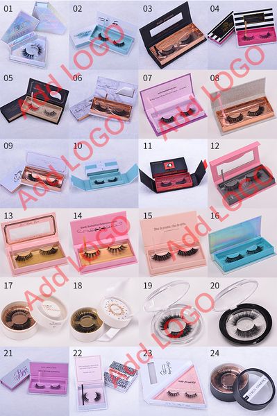 

OEM Add LOGO 17 Styles mink hair eyelashes natural long thick false eyelashes fake lashes extensions handmade eyelashes