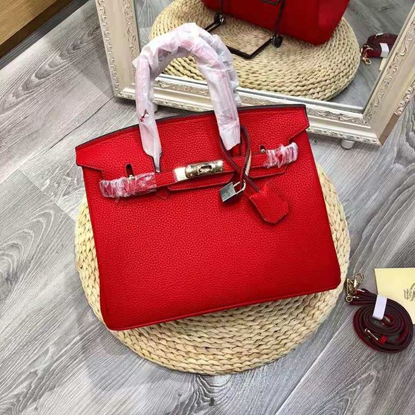 

head layer cowhide litchi grain portable leather handbag casual one girls women shoulder bags inclined bag