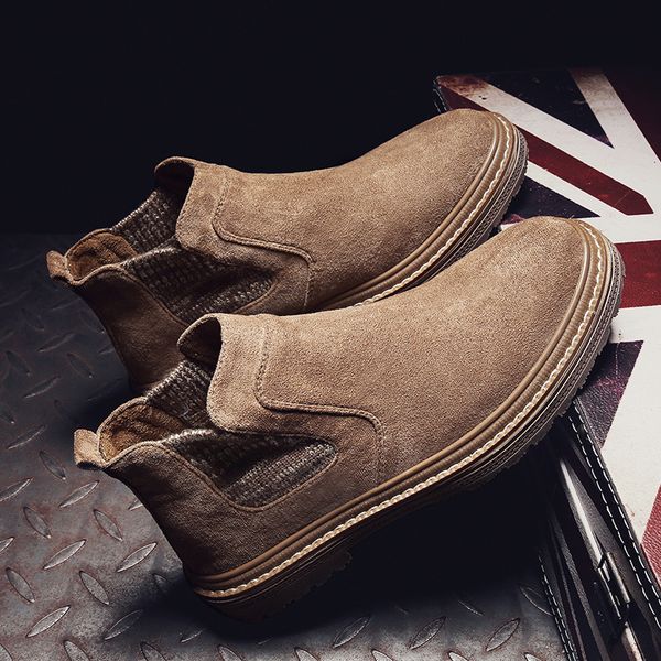 

осень зима сапоги мужчины чжун гао взрыва плюс бархат теплой хлопка-проложенный обувь британский стиль хлопок сапоги скольжения на, Black