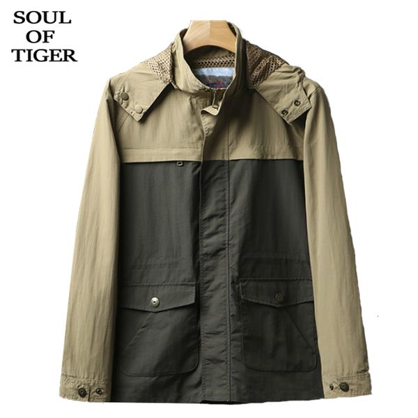 

soul of tiger 2019 korean fashion style windbreaker men oversized hooded jackets male loose long coats casual vintage streetwear, Black;brown