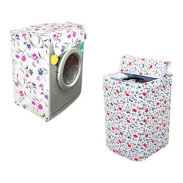 

peva washing machine boot flower pattern thicker waterproof durable washing machine zippered dust cover random color jyx-3239