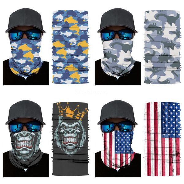 

men women long triangle animal mask magic hood quick-drying sand-proof breathable outdoor riding collar towel towel mask skull scarf#701, Blue;black