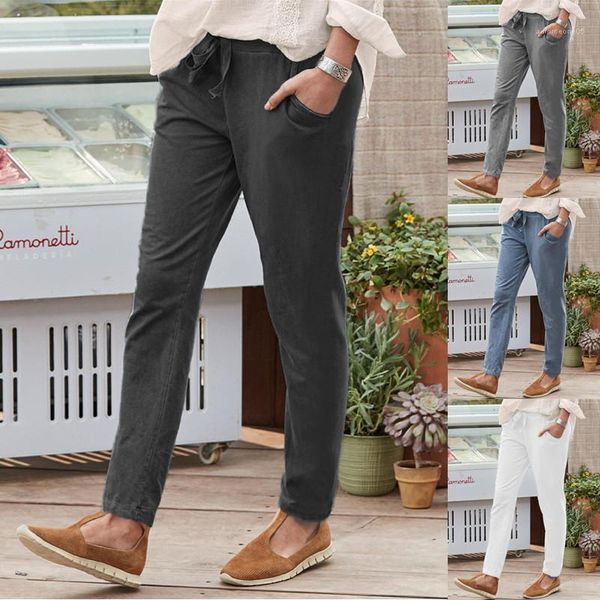 

stretchy pants new autumn spring womens trousers women slim straight pants casual solid color elastic waist, Black;white
