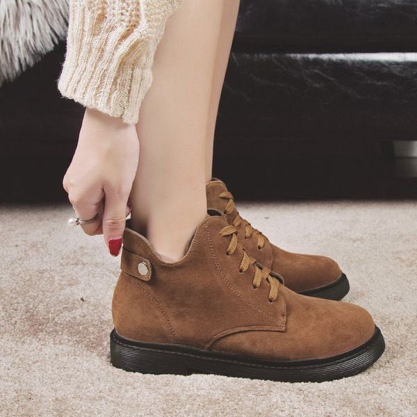 

hipping 2019 autumn and winter new women shoes korean fashion solid color lace wild non-slip short boots, Black