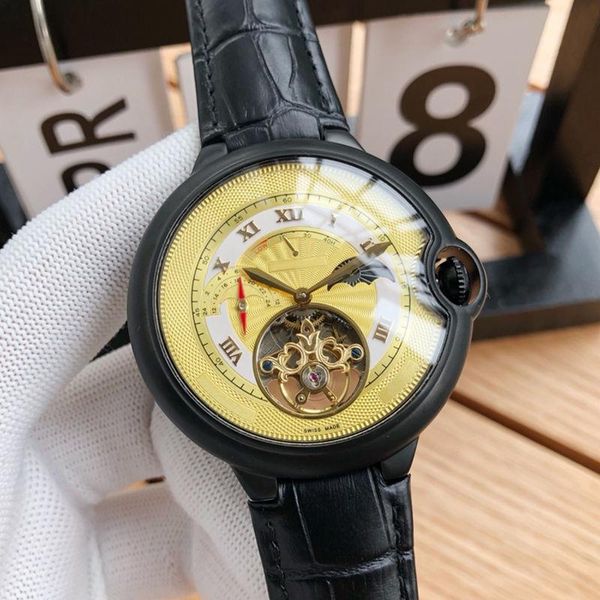 

mens watch automatic mechanical movement scratchproof glass durable leather strap four colors optional moon phase display luxury watches, Slivery;brown