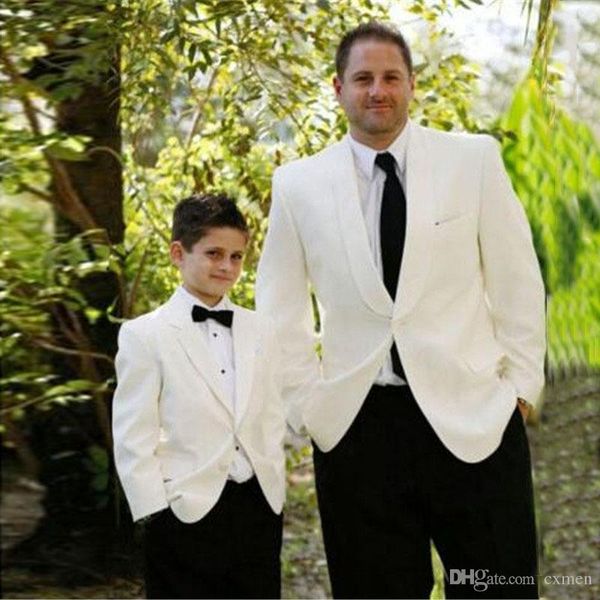 

tailored men's wedding suits ivory groom tuxedos beige groomsmen blazers slim fit kids clothing bridegroom wear 2 pieces black classic, Black;gray