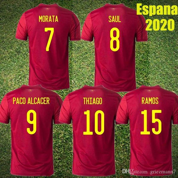 

s-4xl 2020 espaÃ±a men football shirt rodrigo paco alcacer spain soccer jersey morata ramos sarabia thiago iniesta camisetas de futbol, Black