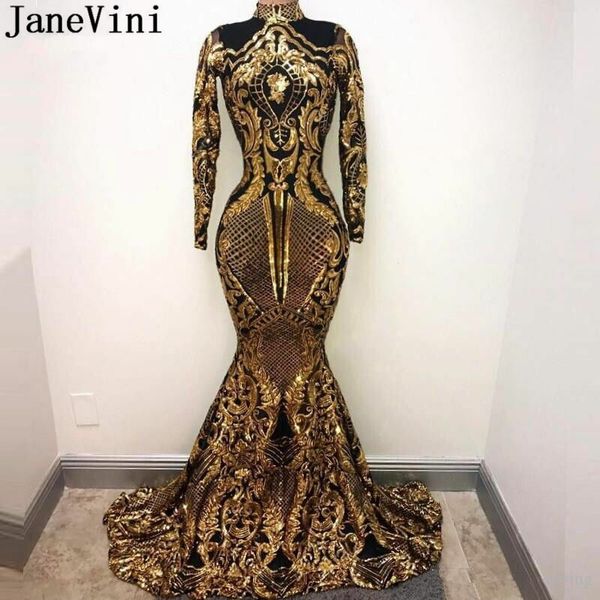 

janevini bling black and gold sequin prom evening dress arabic women mermaid long sleeve evening gown lange jurk dubai formal party dress, Black;red