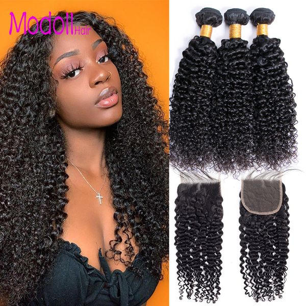 

indian kinky curly human hair bundles with closure middle brown hd swiss lace closure human hair 3 bundles with closure remy hair extension, Black;brown