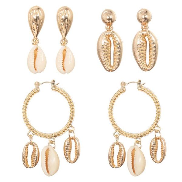 

new 3/4pairs/set bohemia shell geometric dangle ear stud women drop earrings beach jewelry for women girl gifts, Silver