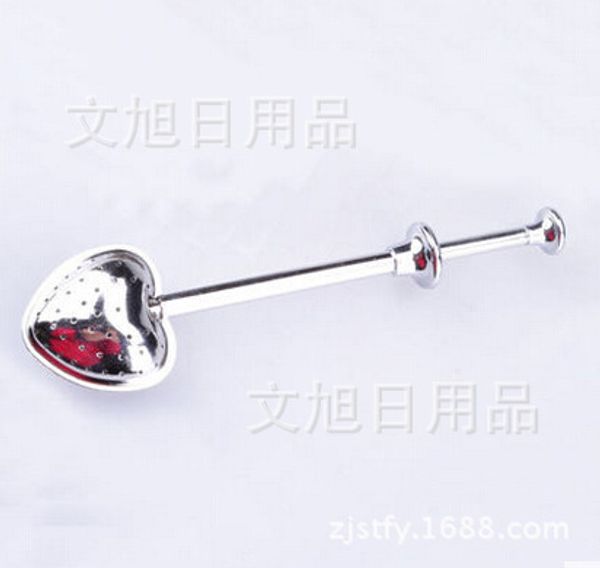

spot supplies piston type stainless steel heart-shaped needle tea strainer