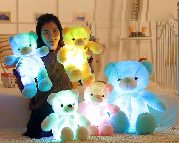 

30см 50см привело красочные светящиеся медвежонок luminous плюшевые игрушки kawaii загораться светодиодный мишка чучела куклы детские рождес