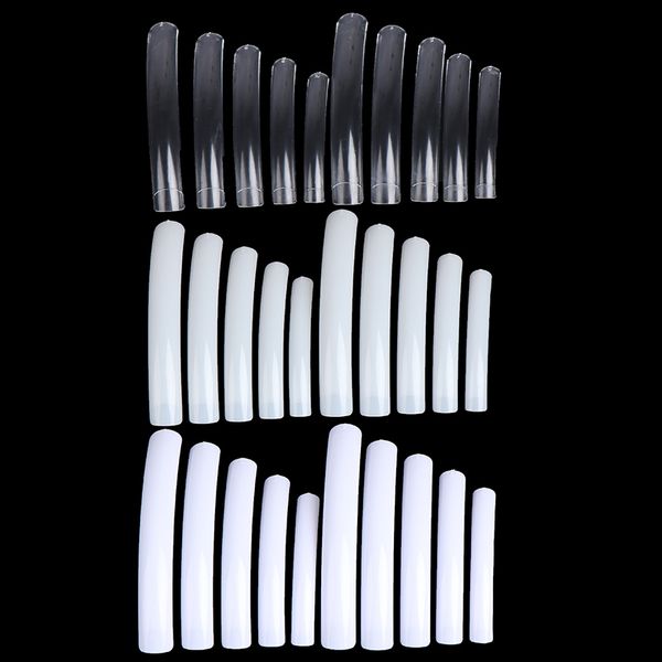

10pcs/pack acrylic uv gel french false white natural nail tips half well full cover nail manicure diy art salon fake long tip, Red;gold