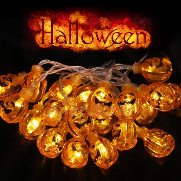 

halloween pumpkin lantern 3d plastic skull string light 16 led ac220v or battery-powered halloween party decor